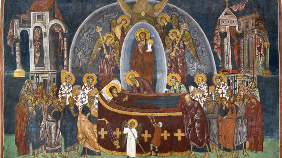 Fresk bizantyjski - Zaśnięcie Najśw. Maryi Panny. 